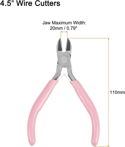 Vista 2 de HARFINGTON Alicates de precisión laterales de corte diagonal de 4.5 pulgadas con mango de plástico rosa para manualidades, fabricación de joyas