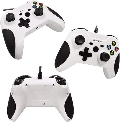 Vista 5 de Zamia - Controlador con cable para Xbox One controlador USB Gamepad Joypad con doble vibración para Xbox OneSXPC con Windows 7810 blanco