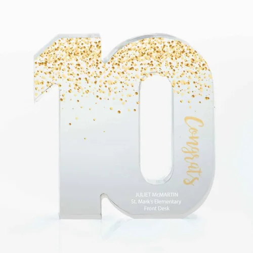 Vista 19 de Baudville Trofeo acrílico a todo color – 3 años de servicio al empleado – Transparente – Premio para empleados – Impresión personalizada de hasta