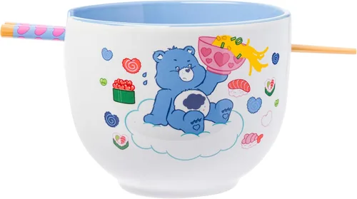 Vista 37 de Silver Buffalo Strawberry Shortcake - Tazón de cerámica vintage para ramen con palillos, apto para microondas, 20 onzas