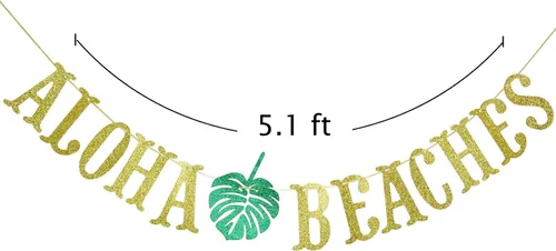 Vista 6 de Pancarta hawaiana de Aloha con guirnalda de hojas de palmera para decoración hawaiana tropical Luau playa fiesta de verano, suministros
