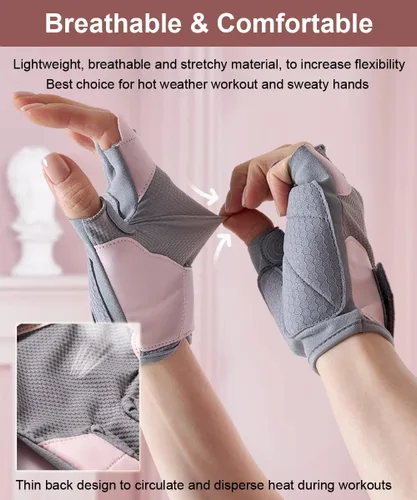Vista 5 de SUJAYU Guantes de entrenamiento para mujer, guantes de gimnasio para mujer, guantes de gimnasio para entrenamiento, guantes de levantamiento