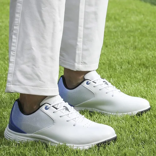 Vista 6 de THESTRON Zapatos de golf para hombre, de malla, transpirables, transpirables, para golf, caminar, 7 puntas, tenis de golf