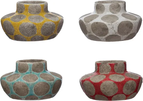 Vista 9 de Creative Co-Op Jarrón terracota con puntos de alivio de cera y asas