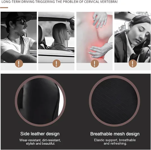 Vista 4 de Cojines para reposacabezas de asiento de automóvil, almohada ergonómica de espuma viscoelástica 3D para el cuello del auto con funda extraíble
