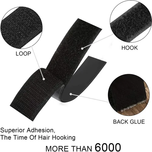 Vista 2 de Rollo de cinta de gancho y bucle de doble cara, 8.8 yardas, 0.787 in de ancho, color negro, adhesivo fuerte, utilizado en costura, escuela, oficina