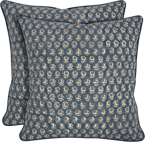 Vista 22 de Ridhi Juego de 2 fundas de almohada decorativas de 16 x 16 pulgadas con estampado de bloques de color azul aguamarina para sala de estar