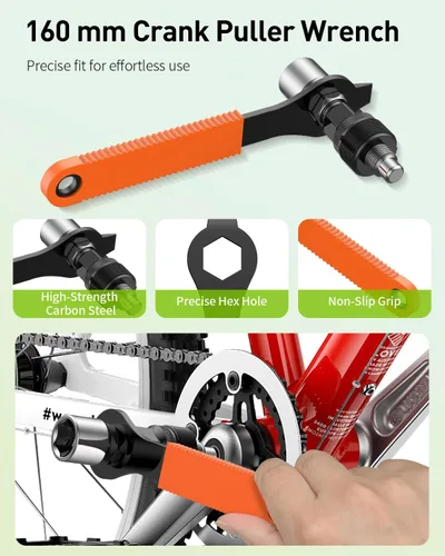 Vista 3 de Pawfly Kit de extractor de manivela de bicicleta, herramienta de extracción de manivela para cónica cuadrada, Shimano Octalink y brazos de manivela