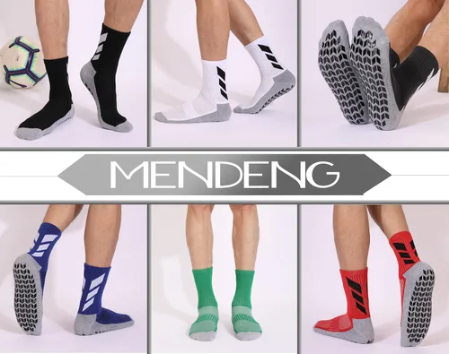 Vista 6 de MENDENG Calcetines antideslizantes de fútbol para hombre, calcetines de hospital antideslizantes para entrenamiento, calcetines atléticos