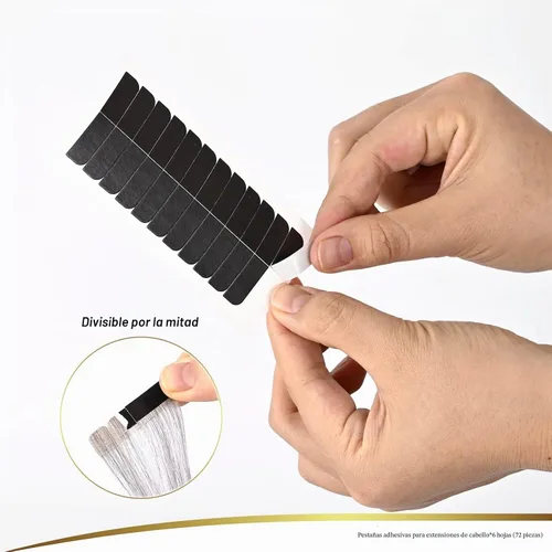 Vista 2 de EHDIS Pestañas de cinta de extensión de cabello, 6 hojas de cinta de repuesto de doble cara, cintas adhesivas de extensión de cabello