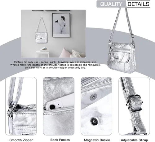 Vista 4 de Angel Kiss Bolsos cruzados para mujer, de piel sintética, con correa ajustable