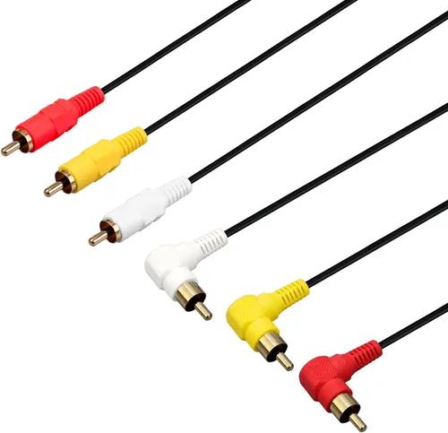 Vista 7 de Cable de audio/video RCA de ángulo recto de 90 grados, chapado en oro, 3 machos a 3 machos, cable compuesto A/V (15 pies/14.8 ft)