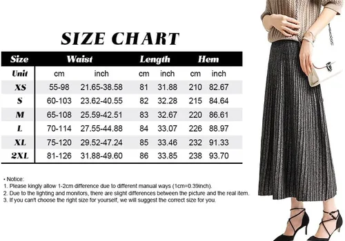 Vista 7 de CHARTOU Falda midi plisada con cintura elástica reversible de invierno para mujer