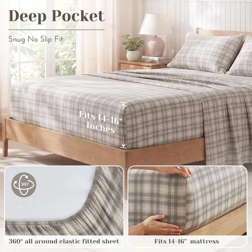 Vista 57 de Comfort Spaces Sábanas de percal 100% algodón, tamaño individual XL, 3 Adelia Gris