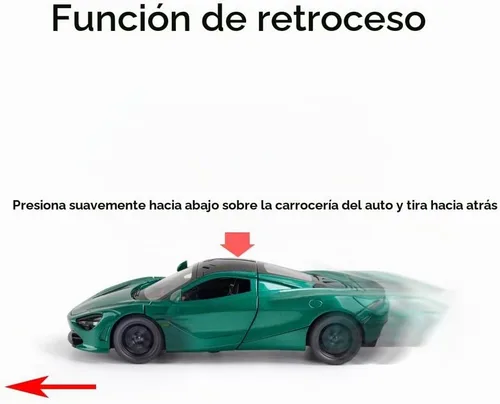 Vista 6 de Aleación coleccionable verde 720s coches de juguete modelo tire hacia atrás