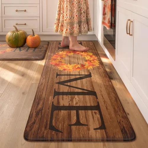 Vista 11 de KIMODE - Alfombra de cocina antifatiga para el piso, de 17.3 x 29 pulgadas, alfombra de cocina de estilo rústico, antideslizante, acolchada