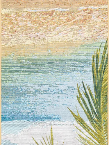 Vista 2 de Unique Loom Outdoor Coastal Collection - Provincetown - Alfombra rectangular de 2 x 3 pies, multicolor, azul