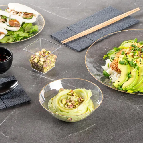 Vista 11 de Restaurantware Moderna - Cuencos de plástico de 6 onzas, 20 cuencos de ensalada desechables duraderos – Cuencos de plástico transparente resistentes