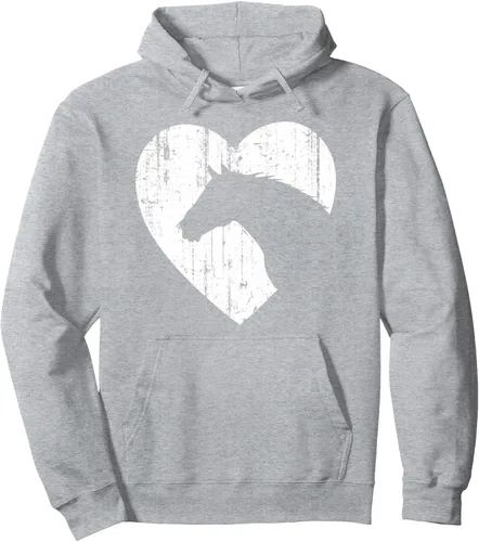 Vista 3 de Sudadera con capucha con estampado gráfico ecuestre y silueta de corazón de caballo para vaquera, Negro, S