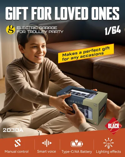 Vista 8 de Vitrina fundida a presión a escala 1/64 para almacenamiento de ruedas calientes, garaje eléctrico con luces LED, control de voz apilable