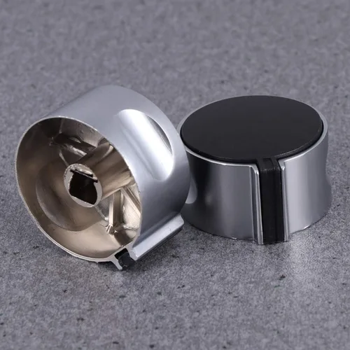 Vista 5 de Happyyami Botón de estufa de gas, 5 piezas, perilla de estufa de gas de metal, perillas de control de cocina de gas plateadas, adaptadores