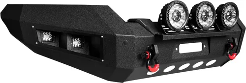 Vista 8 de Parachoques delantero y trasero de acero para Ford F150 2006-2008 con placa de cabrestante y luces (textura negra)
