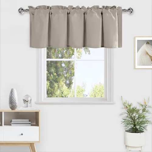 Vista 32 de DWCN Cortinas de Cenefa para Sala de Estar, Cocina, Baño/Sótano - Aqua Sólido, 1 Panel, 42 x 12 Pulgadas, Oscurecimiento de Habitación Solid Short