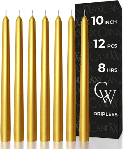 Vista 55 de CANDWAX Juego de 12 velas cónicas color naranja de 8 pulgadas, sin goteo, sin perfume, de larga duración, perfectas para fiesta de Halloween