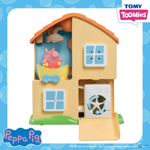 Vista 3 de TOMY Toomies Peppa Pig House Set de Juguetes de Baño – Centro de Actividades para Bañera de Niños Pequeños con Ventosa – Juguetes de Baño para Bebés