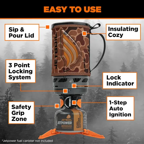 Vista 5 de Jetboil Estufa portátil de ebullición rápida para acampar y mochilero con encendido automático de 1 paso, quemador de propano/isobutano con taza