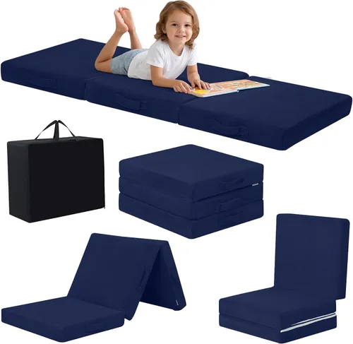 Vista 30 de MeMoreCool Colchón plegable de suelo para niños, tapete para siesta de suelo para dormir, guardería, cama plegable para niños pequeños, colchón