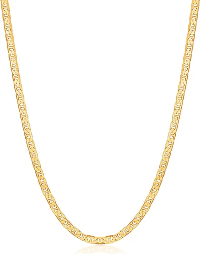 Vista 17 de Barzel - Collar de cadena Mariner chapado en oro de 18 quilates para mujer, plana Marina - Hecho en Brasil Oro de 3 mm.