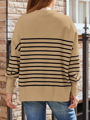 Vista 94 de Lillusory - Suéter extragrande con mangas de murciélago y cuello redondo para mujer, prenda moderna de otoño de tejido de punto sin botones