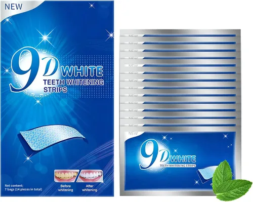 Vista 7 de Tiras blanqueadoras de dientes para dientes sensibles - Kit de blanqueamiento dental 9D efectos profesionales, blanqueador de dientes para esmalte
