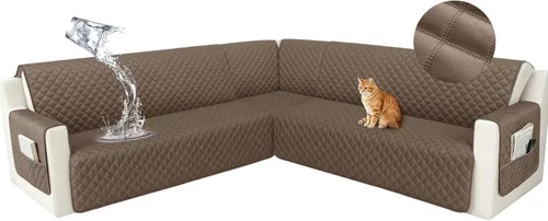 Vista 30 de HDCAXKJ Funda seccional de esquina impermeable para sofá de terciopelo en forma de L, fundas para sofá para mascotas, perros, suaves, resistentes
