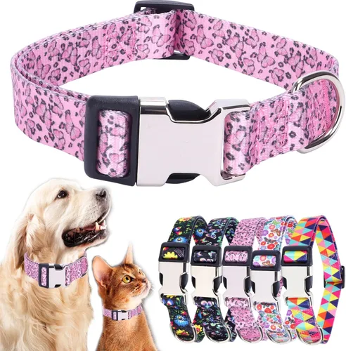 Vista 14 de Collares para perros pequeños, con patrón de impresión 3D, de nailon suave, ajustables, para perros pequeños, medianos, grandes, hembra, niño 1