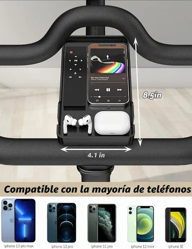 Vista 4 de Soporte de teléfono para bicicleta Peloton y bicicleta Peloton +, accesorios de bicicleta Peloton, bandeja de montaje de alfombrilla de silicona