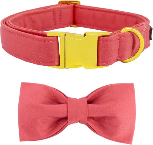 Vista 8 de Collar de perro a cuadros de búfalo amarillo otoñal con pajarita elegante Otoño-Lazo-Cuadros Amarillo