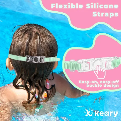 Vista 6 de Keary - Paquete de 2 gafas de natación para niños de 3 a 15 años, protección ultravioleta, antivaho, para piscina, agua, para niños, niñas, jóvenes