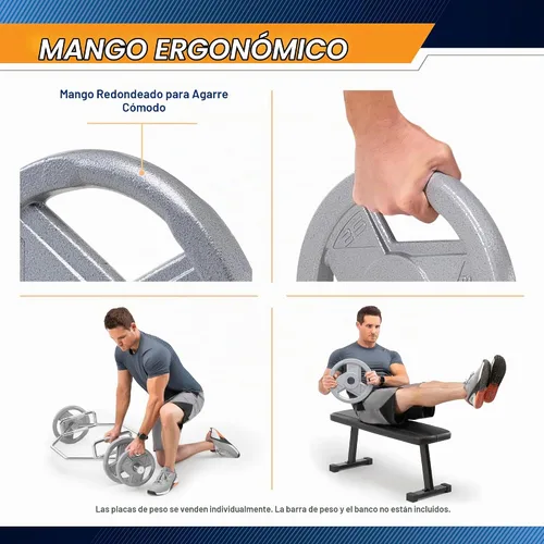 Vista 4 de Marcy Placas de agarre olímpicas clásicas de hierro fundido de 2 pulgadas para entrenamiento de fuerza y levantamiento de pesas