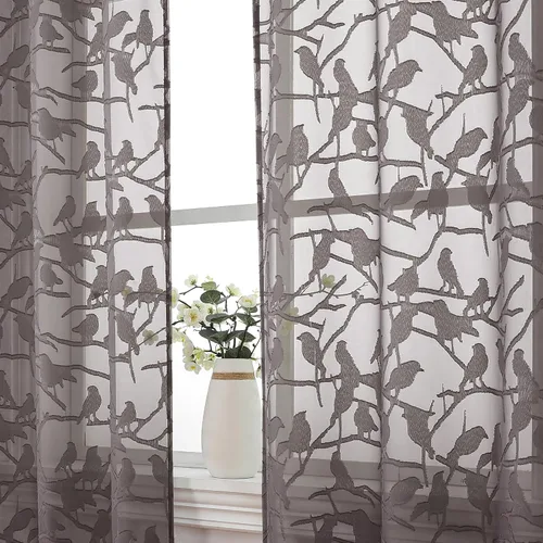 Vista 62 de OVZME Anji Clip Voile Sheer Tiers RD 2X30X36 Negro
