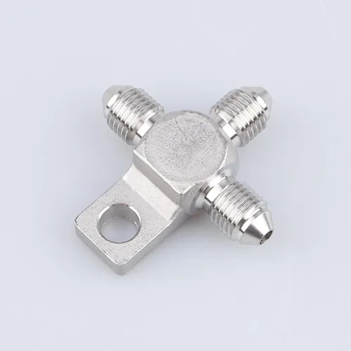 Vista 3 de AC PERFORMANCE Acero inoxidable -3 AN macho manguera de freno extremo T bloque con lengüeta de montaje Adaptador de bloque en T de 3 vías macho
