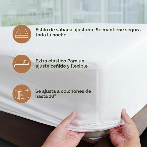 Vista 5 de Beckham Hotel Collection Protector de colchón: mezcla de algodón de grado hotelero, protección impermeable silenciosa, diseño de bajo perfil que