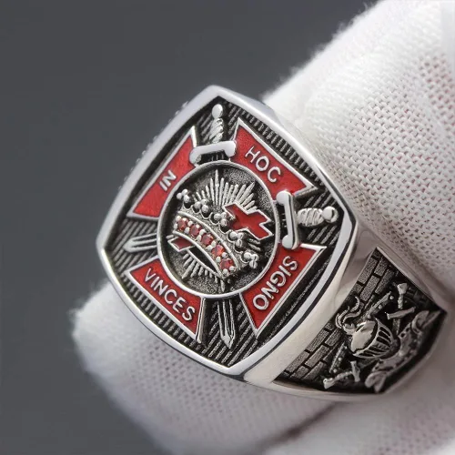 Vista 6 de Vintage Knights In Hoc Signo Vinces Templar Masones Masónicos Anillo de plata esterlina HE66F (10)