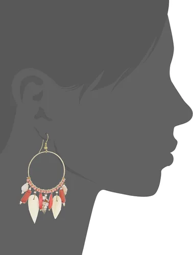 Vista 7 de Touchstone Fresh Bollywood Brass Wire Hoop Shell Glass Beads Hangings Designer Fashion Jewelry Earrings In Antique Gold Tone For Women.