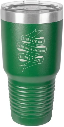 Vista 22 de Sorry for the Mean Awful and Accurate Things I SAID - Vaso negro de 30 onzas con popote y tapa superior deslizante Taza de viaje de acero