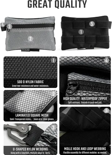 Vista 3 de TACTICAL_GEEK Juego de Bolsas de Almacenamiento A5 EDC, Bolsa Multiusos Molle EDC para Gadgets, Bolsillo Utilitario Multifuncional para Herramientas