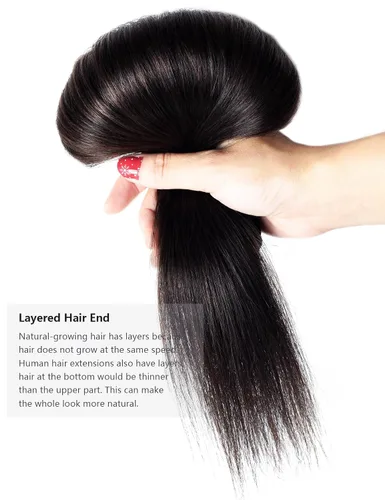 Vista 3 de Rosebud - Extensiones de cabello humano remy con clip, 8 unidades, 18 clips de 14 - 22 pulgadas
