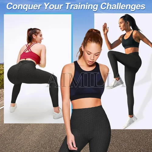 Vista 3 de AIMILIA - Leggings para mujer, levanta glúteos, anti celulitis, cintura alta, pantalones de yoga, entrenamiento, control de abdomen, mallas