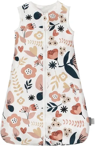 Vista 8 de HOUSABY - Manta de algodón para bebé, saco de dormir de algodón para verano, 1 saco de dormir unisex para niños pequeños, 0.5 TOG con cremallera